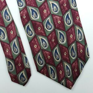 Bill Blass Red Geometric Paisley Silk Tie‎ 58 3 5/8